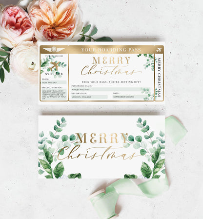 Ferras Blossom Greenery | Printable Christmas Boarding Pass Template