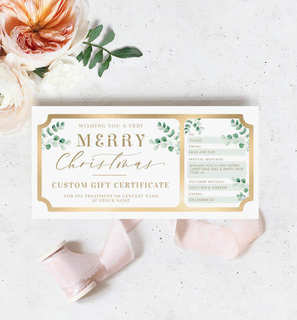 Ferras Greenery | Printable Christmas Custom Gift Voucher Template
