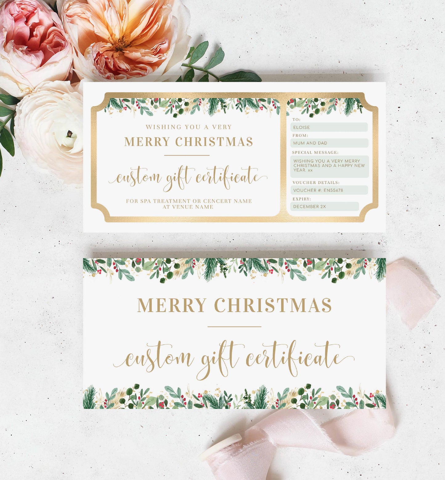 Merriment Christmas | Printable Christmas Custom Gift Voucher