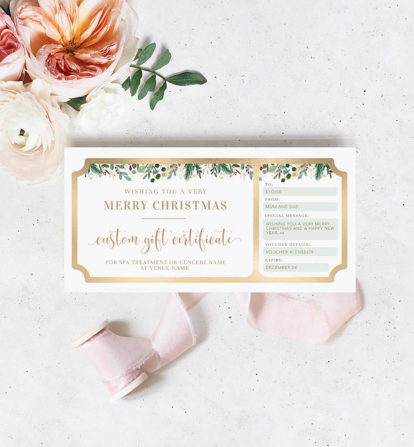 Merriment Christmas | Printable Christmas Custom Gift Voucher