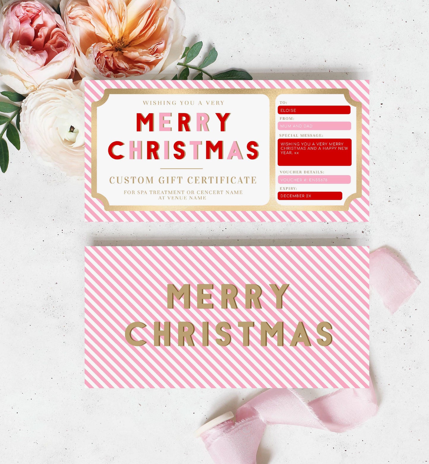Stripe Red  Printable Secret Santa Gift Tag Template – Black Bow Studio