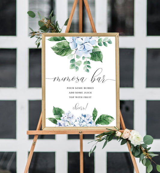 Ferras Blossom Blue | Printable Mimosa Bar Sign and Juice Tags - Black Bow Studio