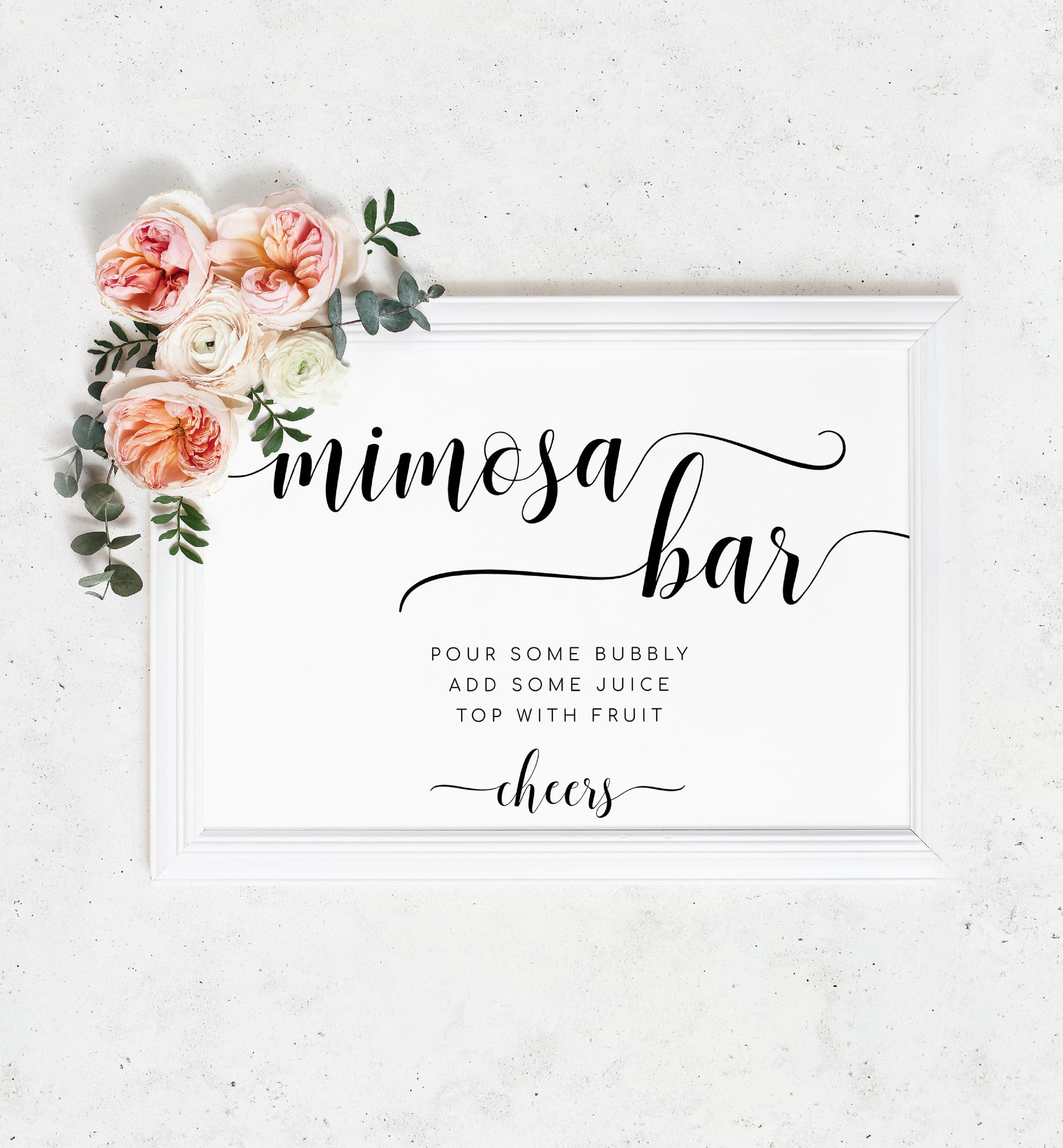 Printable Mimosa Bar sign with calligraphy font instant download