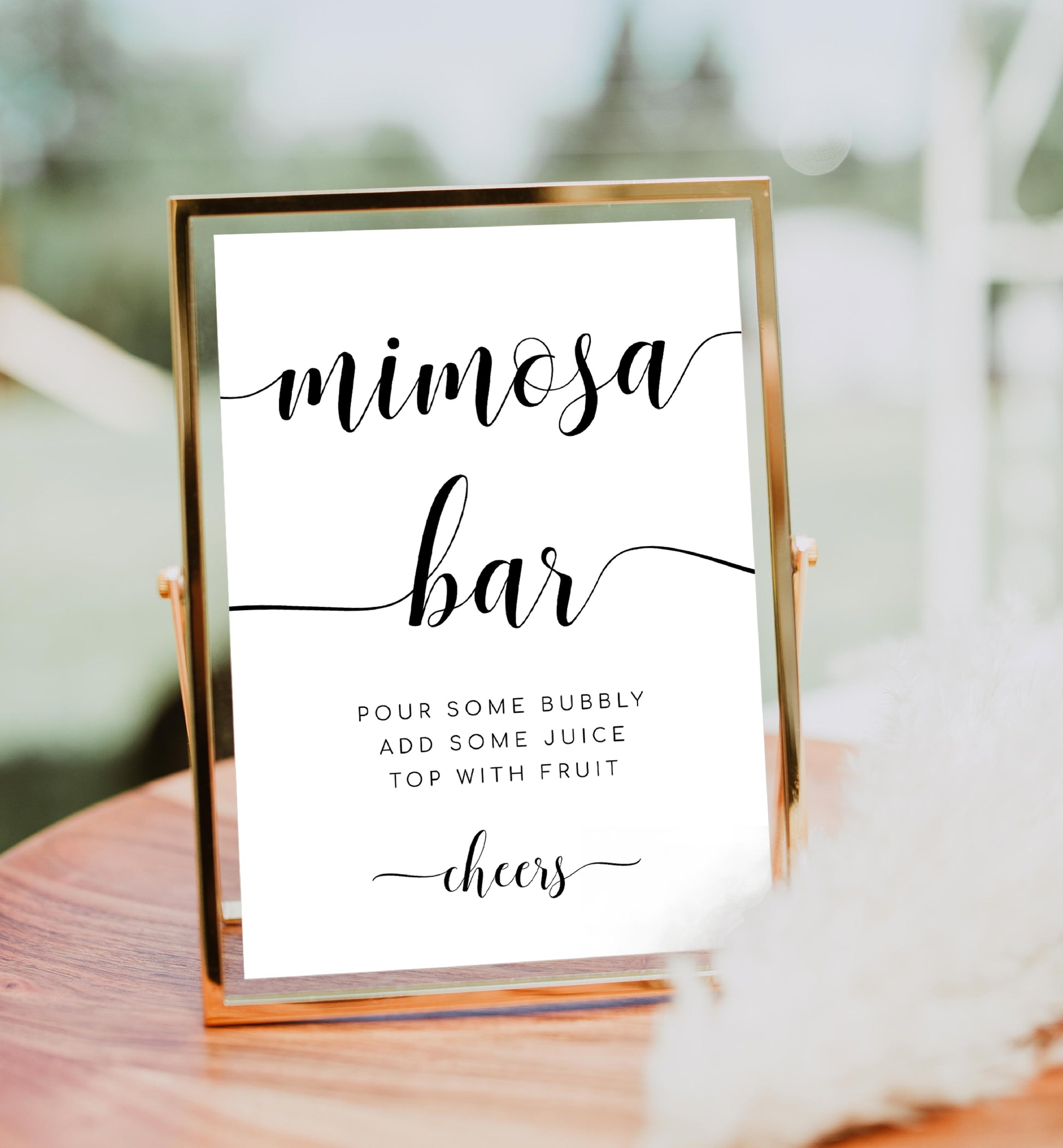 Leyton Script  Printable Mimosa Bar Sign and Juice Tags – Black