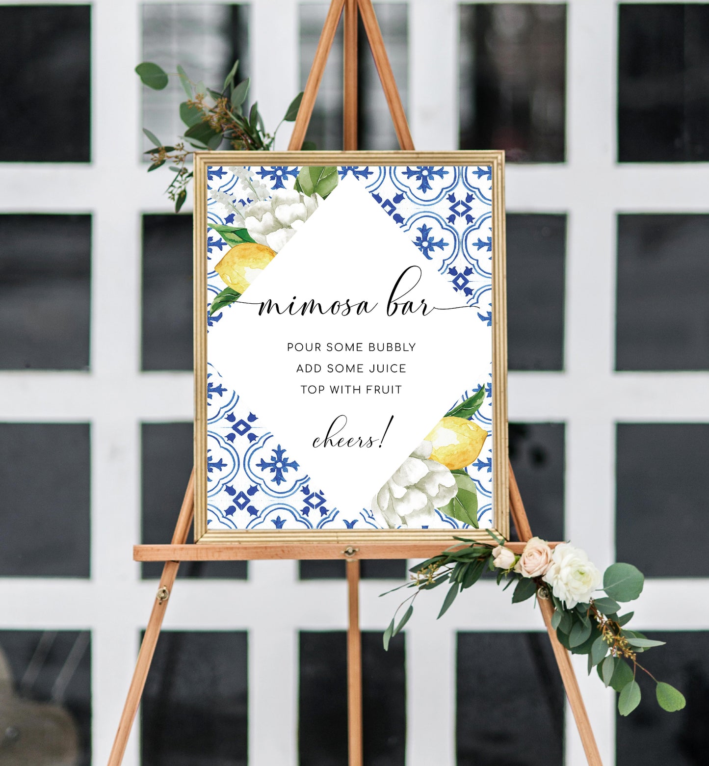 The Med Lemons | Printable Mimosa Bar Sign and Juice Tags - Black Bow Studio