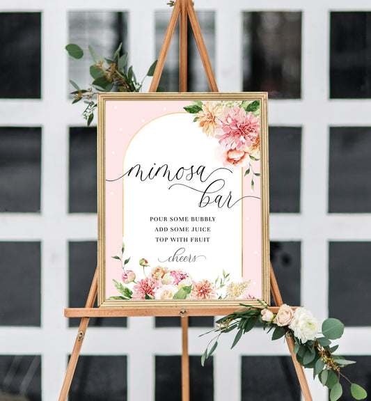 Quinn Floral Pink | Printable Mimosa Bar Sign and Juice Tags