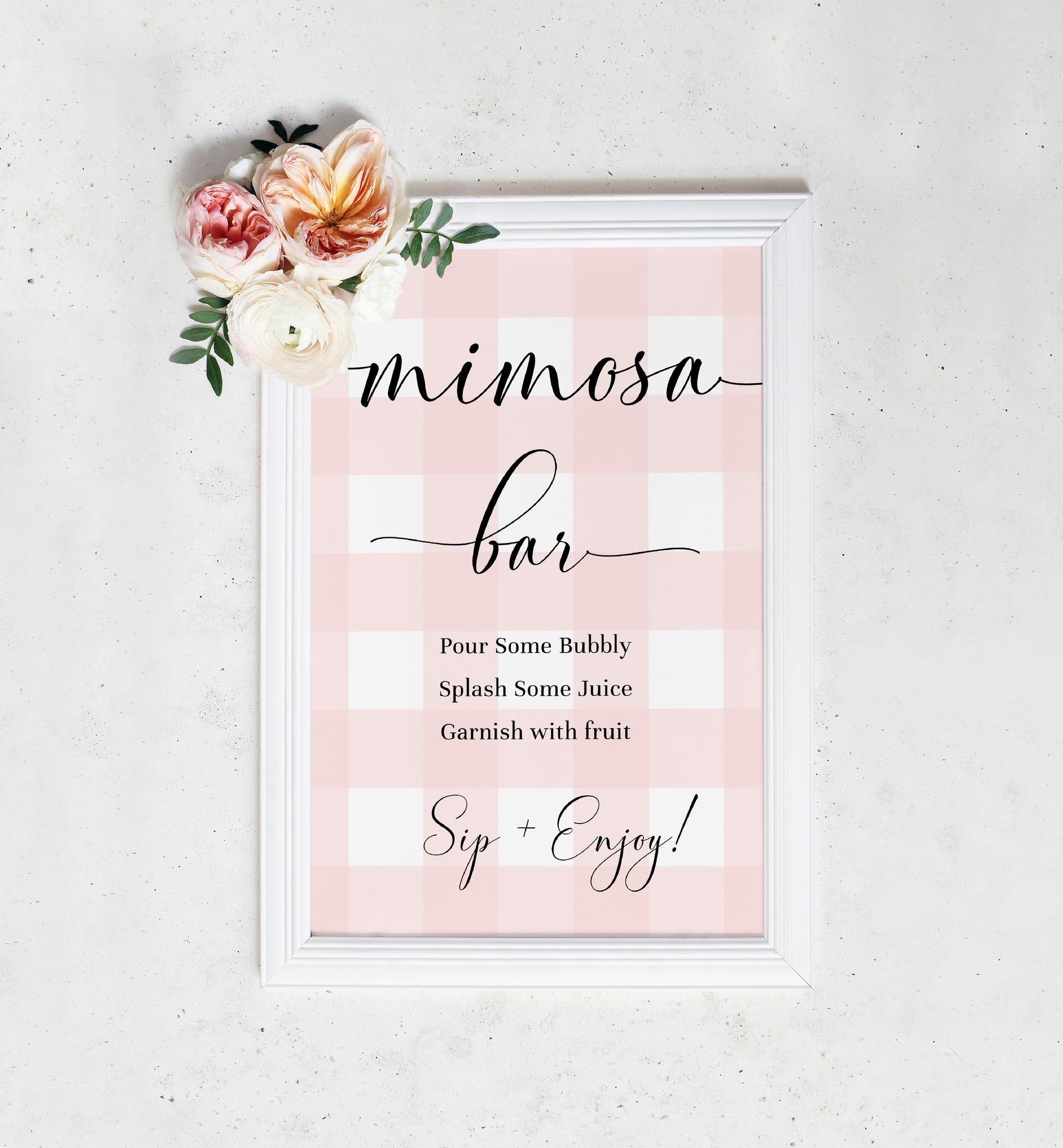 Printable Mimosa Bar sign with calligraphy font instant download