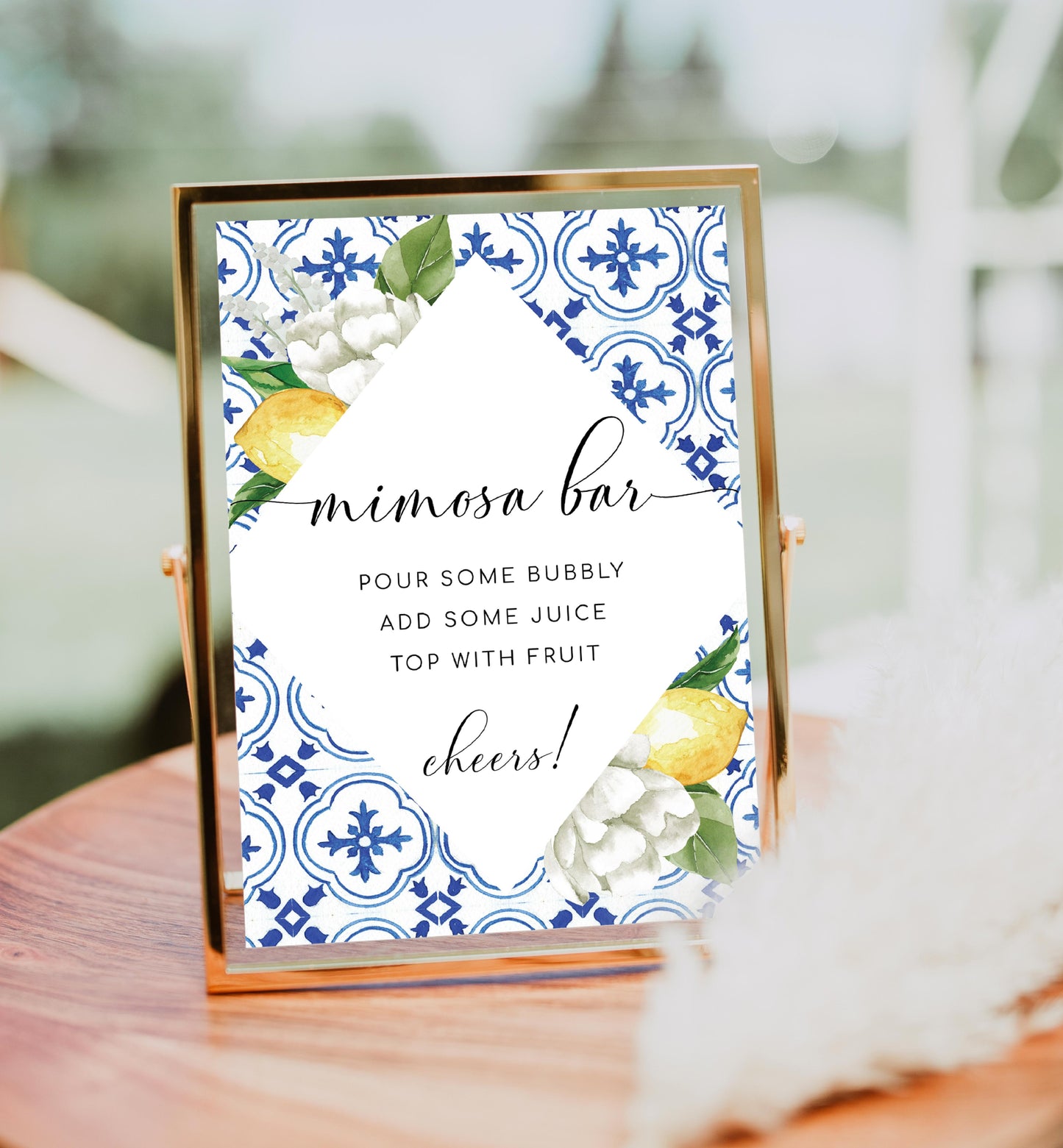 The Med Lemons | Printable Mimosa Bar Sign and Juice Tags - Black Bow Studio