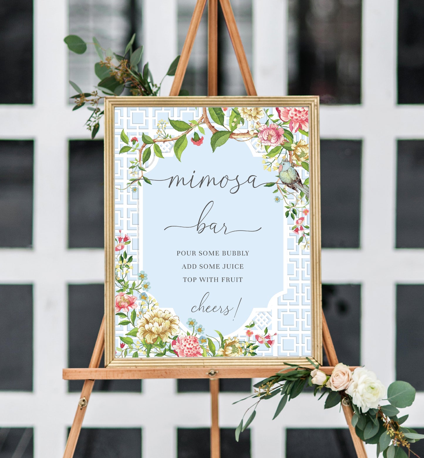 Trianon Blue | Printable Mimosa Bar Sign and Juice Tags