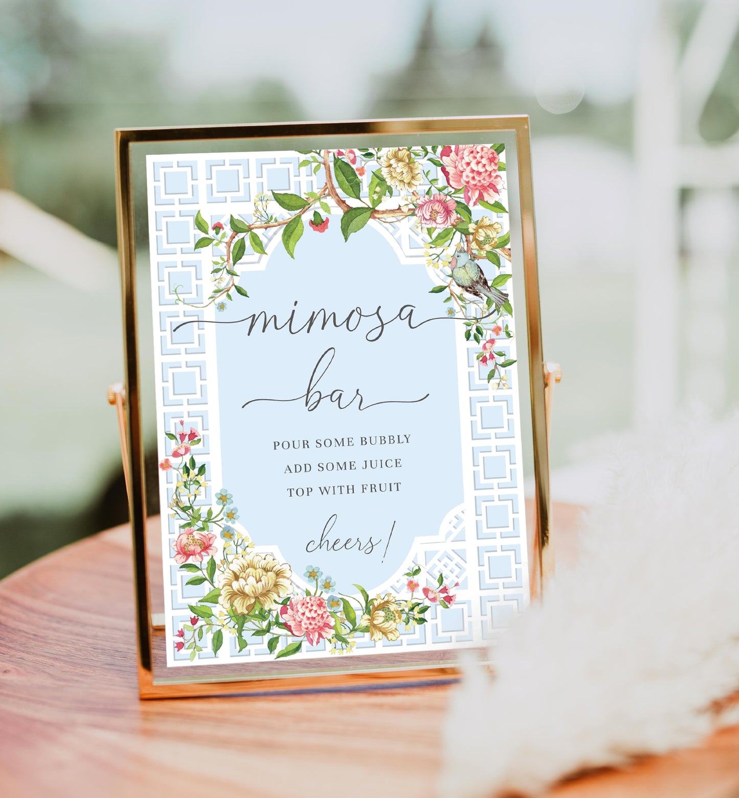 Trianon Blue | Printable Mimosa Bar Sign and Juice Tags