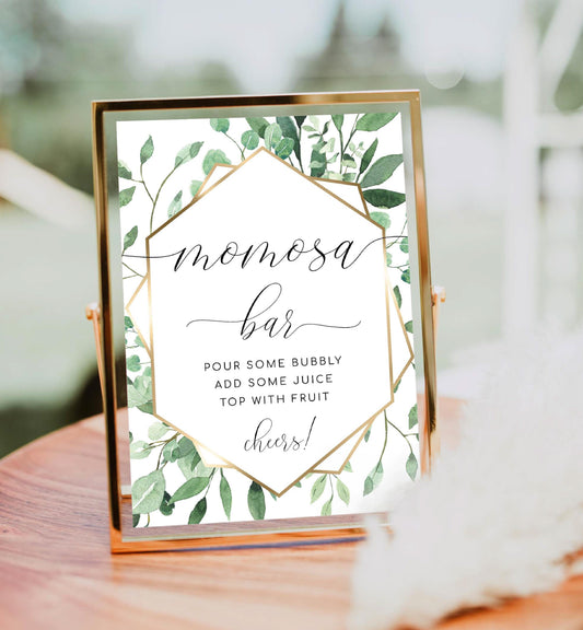 Everly Greenery | Printable Momosa Bar Sign and Juice Tags Template