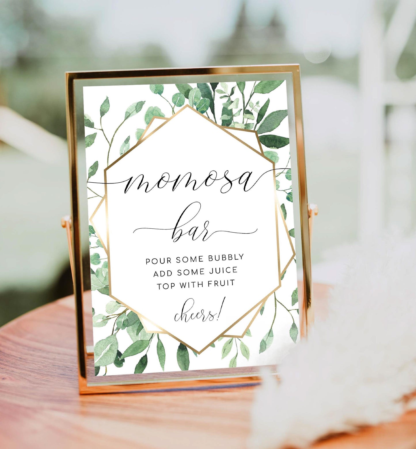 Everly Greenery | Printable Momosa Bar Sign and Juice Tags Template
