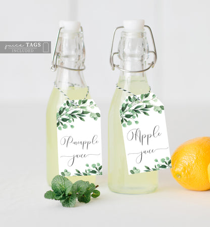 Everly Greenery | Printable Momosa Bar Sign and Juice Tags Template