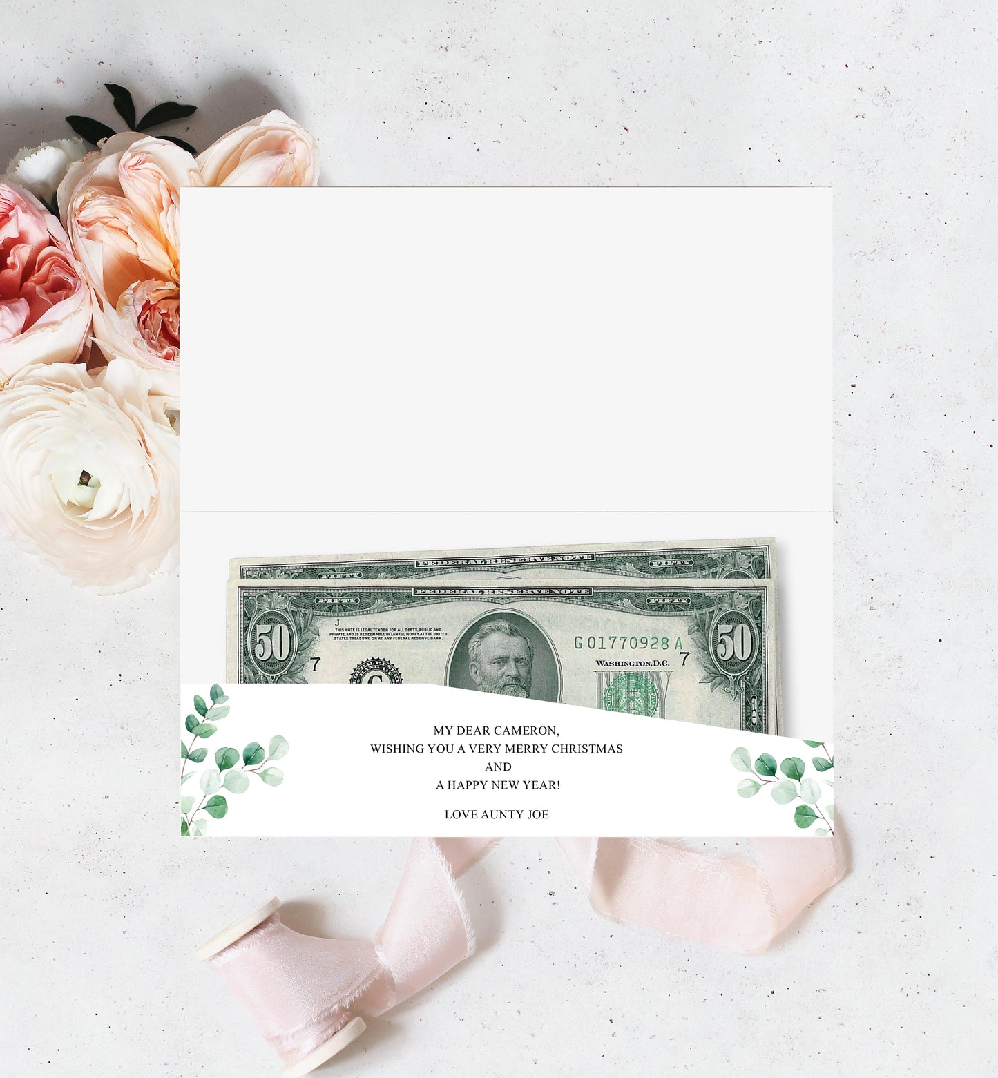 Ferras Greenery | Printable Christmas Money Wallet Template