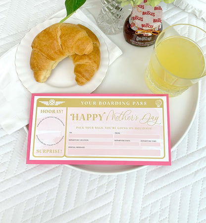 Watercolour Pink Gold | Scratch-off Mother's Day Boarding Pass