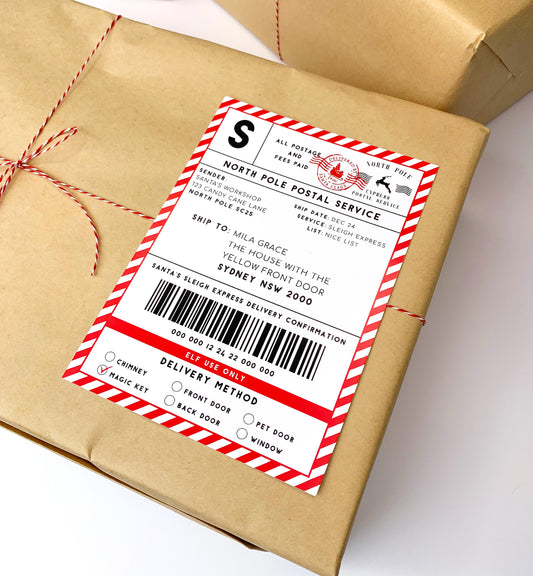 Santa's Workshop Red | Printable Christmas Shipping Label Template