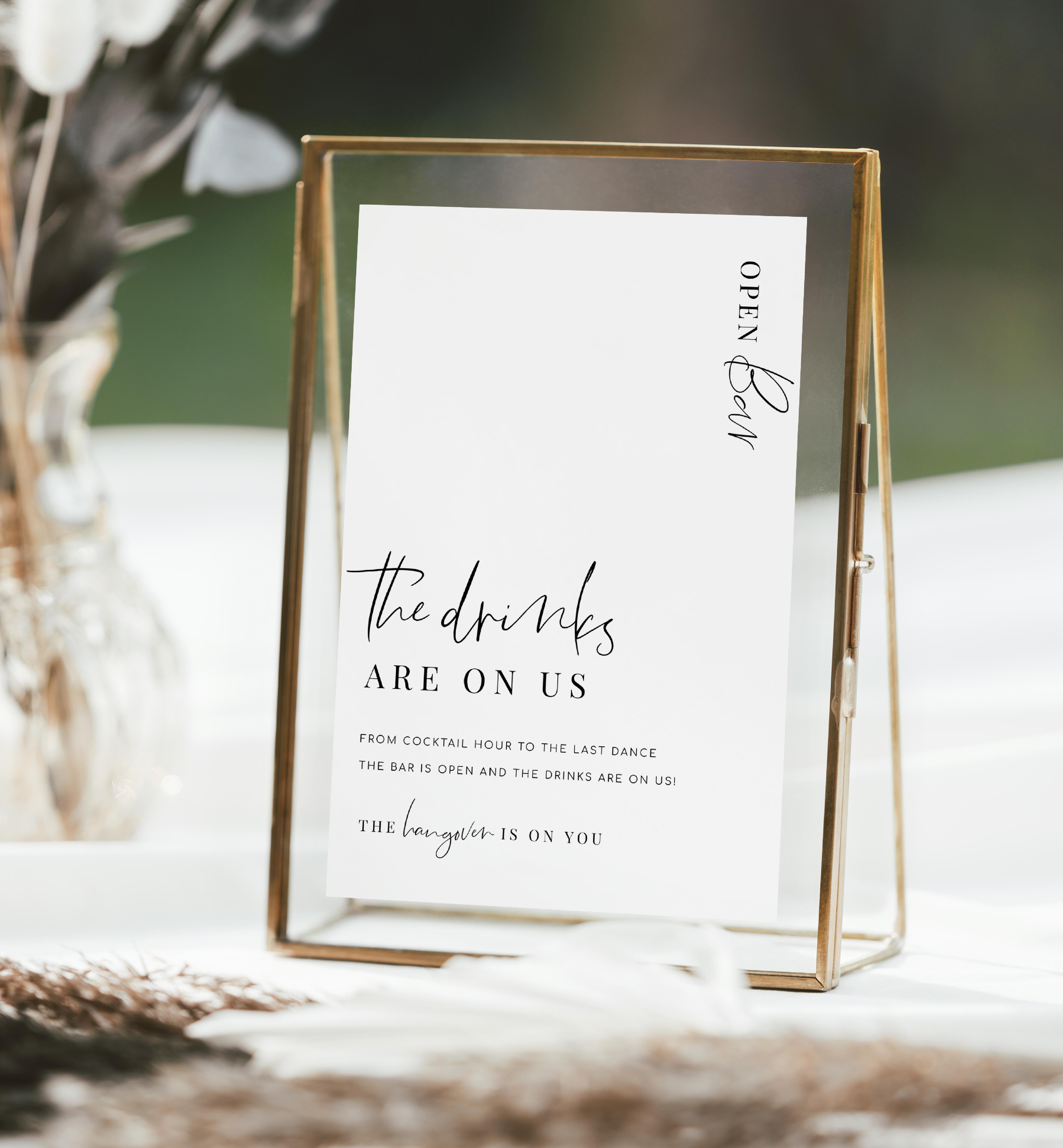 Estelle White | Printable Open Bar Sign Template – Black Bow Studio