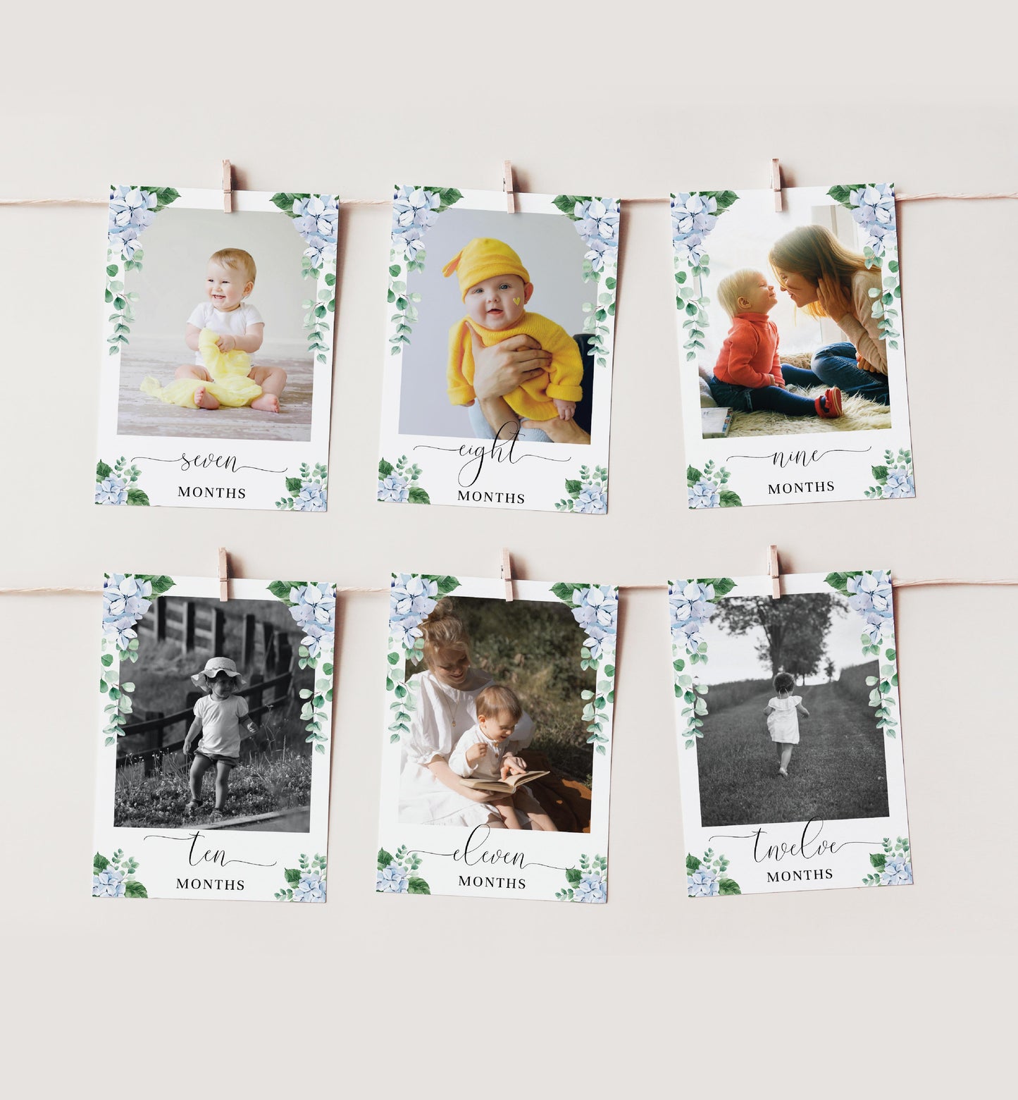 Ferras Blue | Printable My First Year Photo Timeline Banner Template