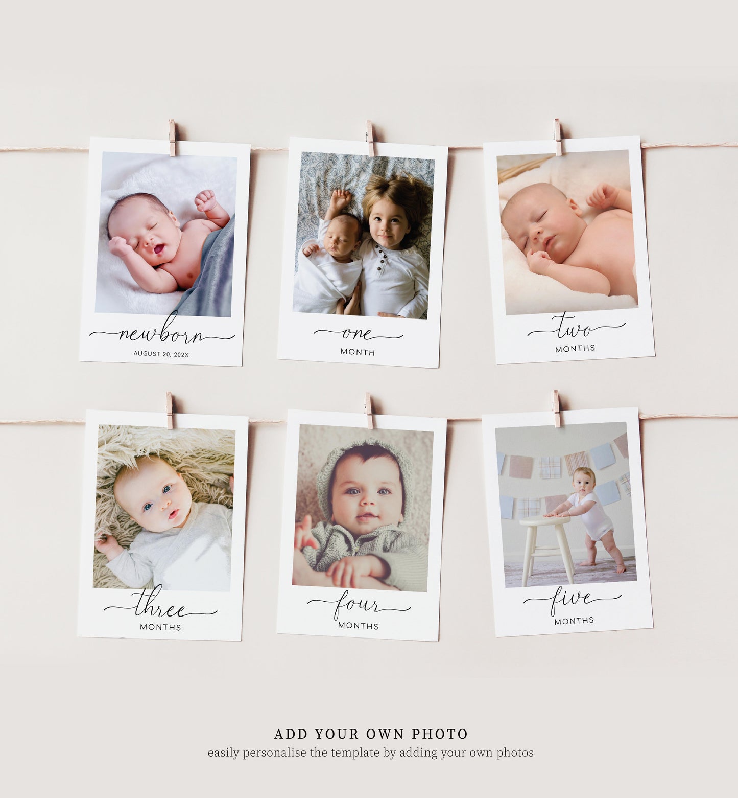 Quinn Script White | Printable My First Year Photo Timeline Banner Template