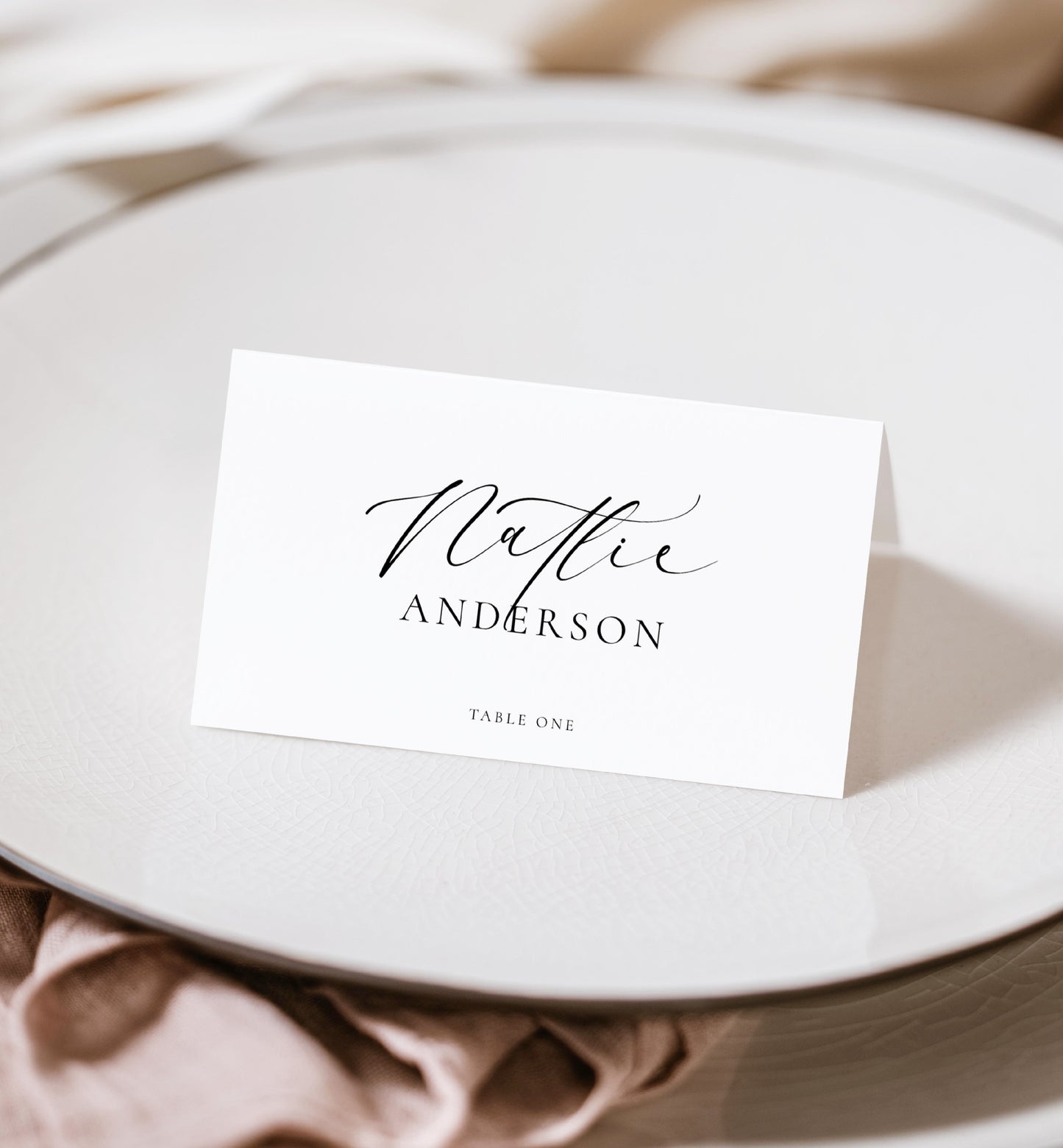 Ellesmere White | Printable Place Cards Template