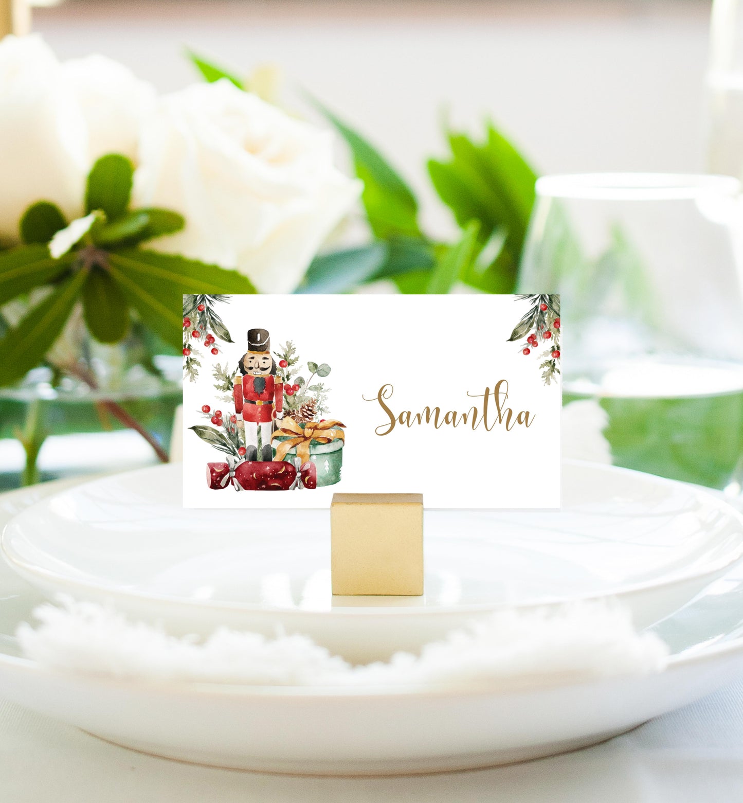 Nutmeg Noel Nutcracker | Printable Christmas Place Cards