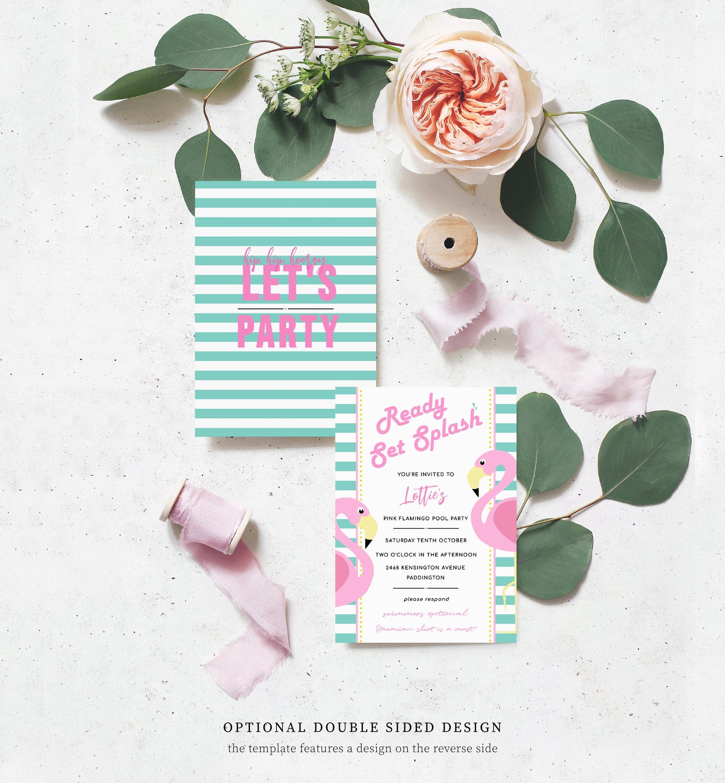 Tropical Flamingo | Printable Birthday Invitation - Black Bow Studio