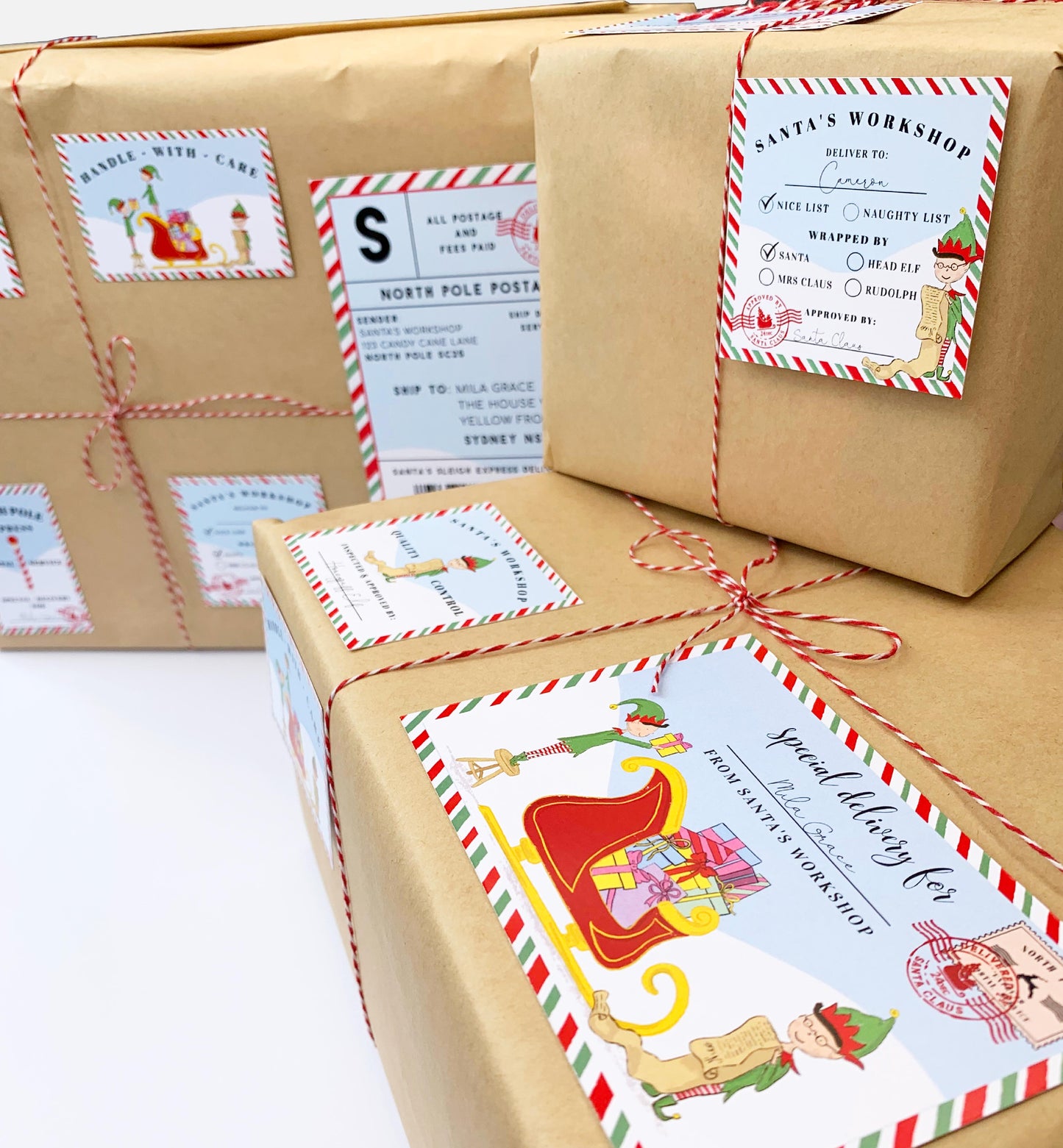 Santa's Workshop Multi | Printable Christmas Special Delivery Tag Templates Bundle