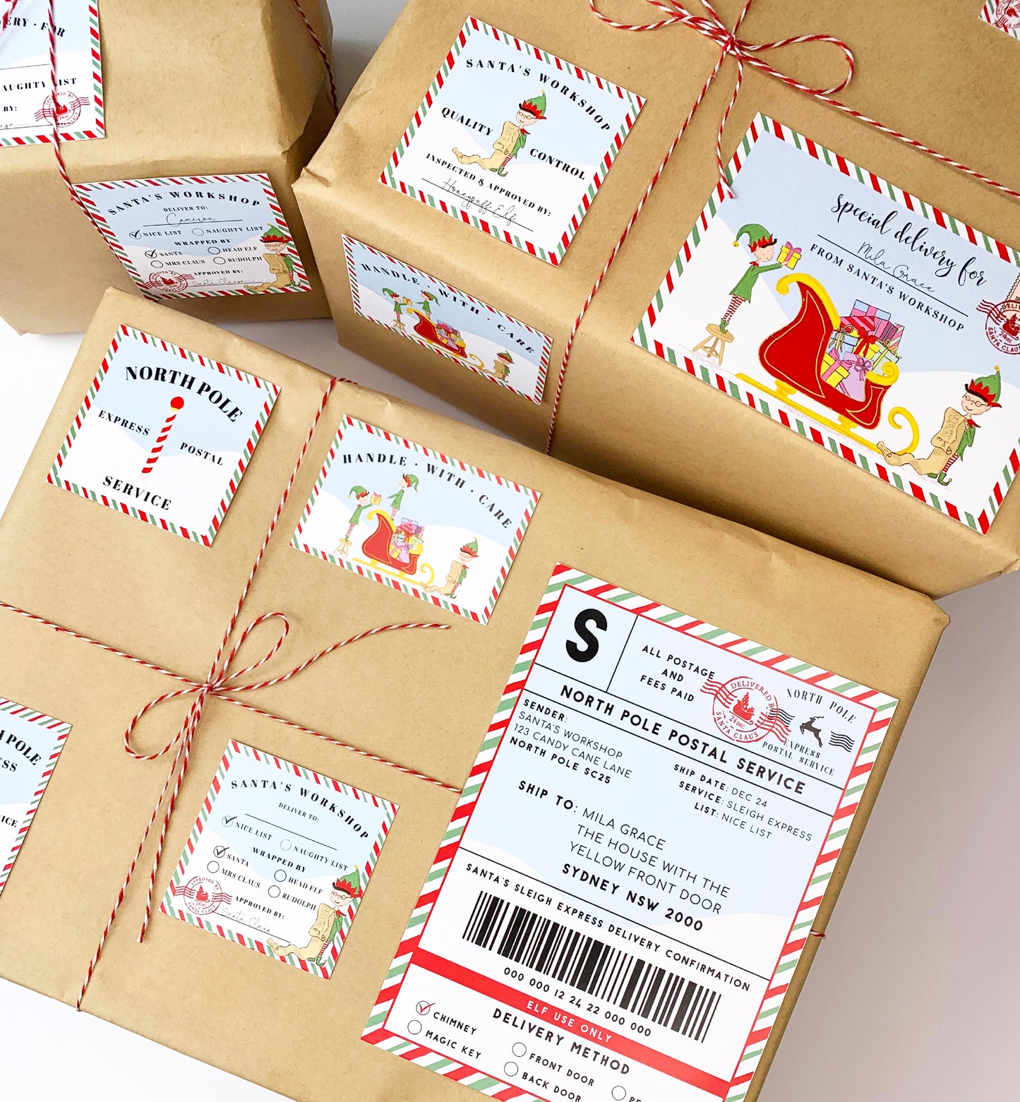 Santa's Workshop Multi | Printable Christmas Special Delivery Tag Templates Bundle
