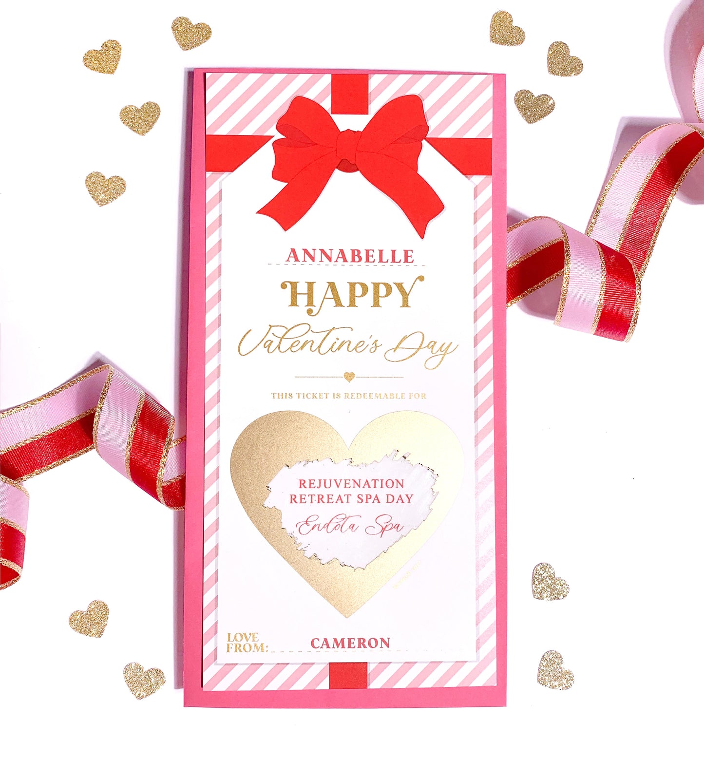 Stripe Pink Red | Scratch-off Valentine's Gift Voucher