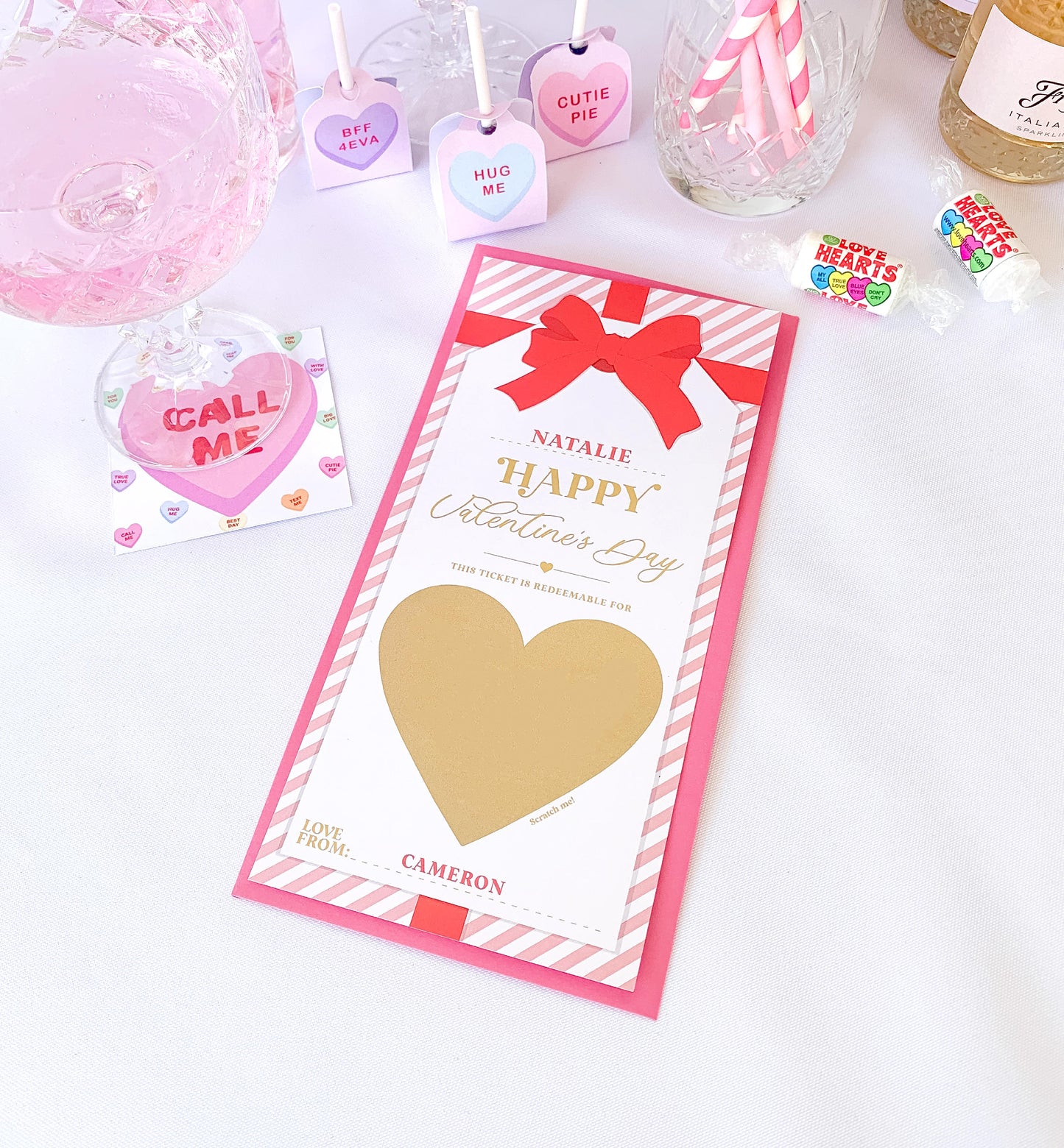 Stripe Pink Red | Scratch-off Valentine's Gift Voucher