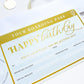 Watercolour Blue Gold | Scratch-off Birthday Boarding Pass