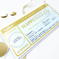 Watercolour Blue Gold | Scratch-off Birthday Boarding Pass