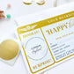 Watercolour Blue Gold | Scratch-off Birthday Boarding Pass