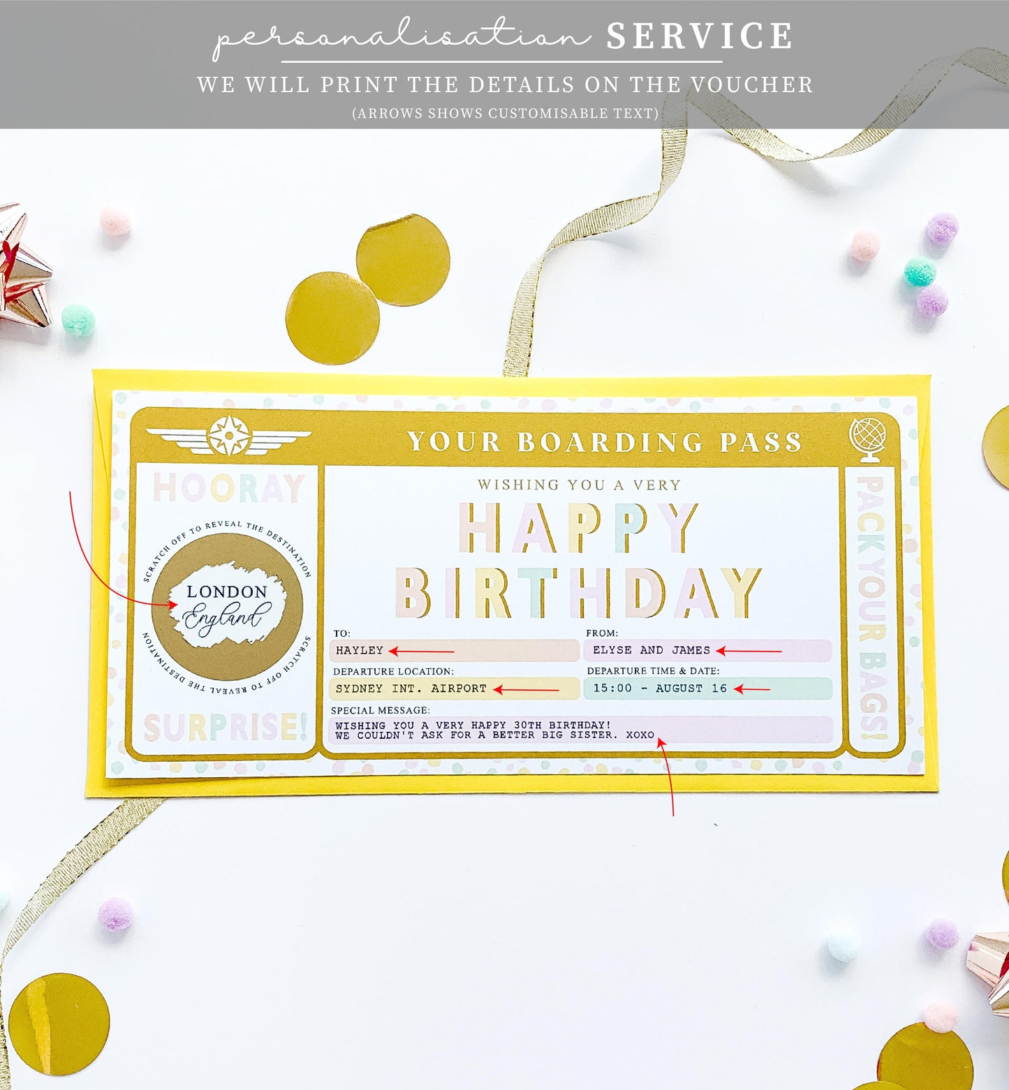 Dot Pastel | Scratch-off Birthday Boarding Pass