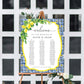 Positano Lemons | Printable 3 Banquet Tables Seating Chart Template
