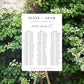 Estelle White | Printable Seating Chart - 3 Banquet Tables