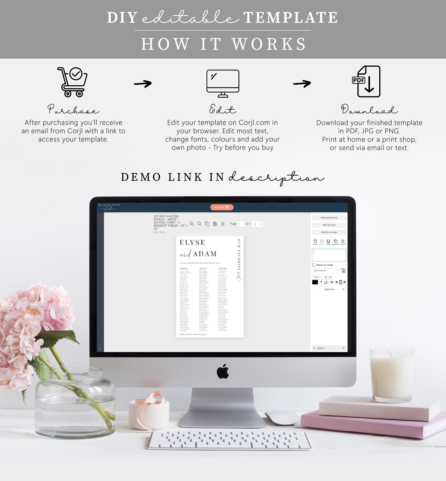 Estelle White | Printable Seating Chart - 3 Banquet Tables Template ...