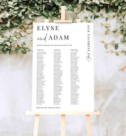 Estelle White | Printable Seating Chart - 3 Banquet Tables Template