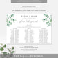 Ferras Blossom Green | Printable Banquet Table Seating Chart