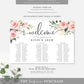 Darcy Floral Pink | Printable Banquet Tables Seating Chart Template