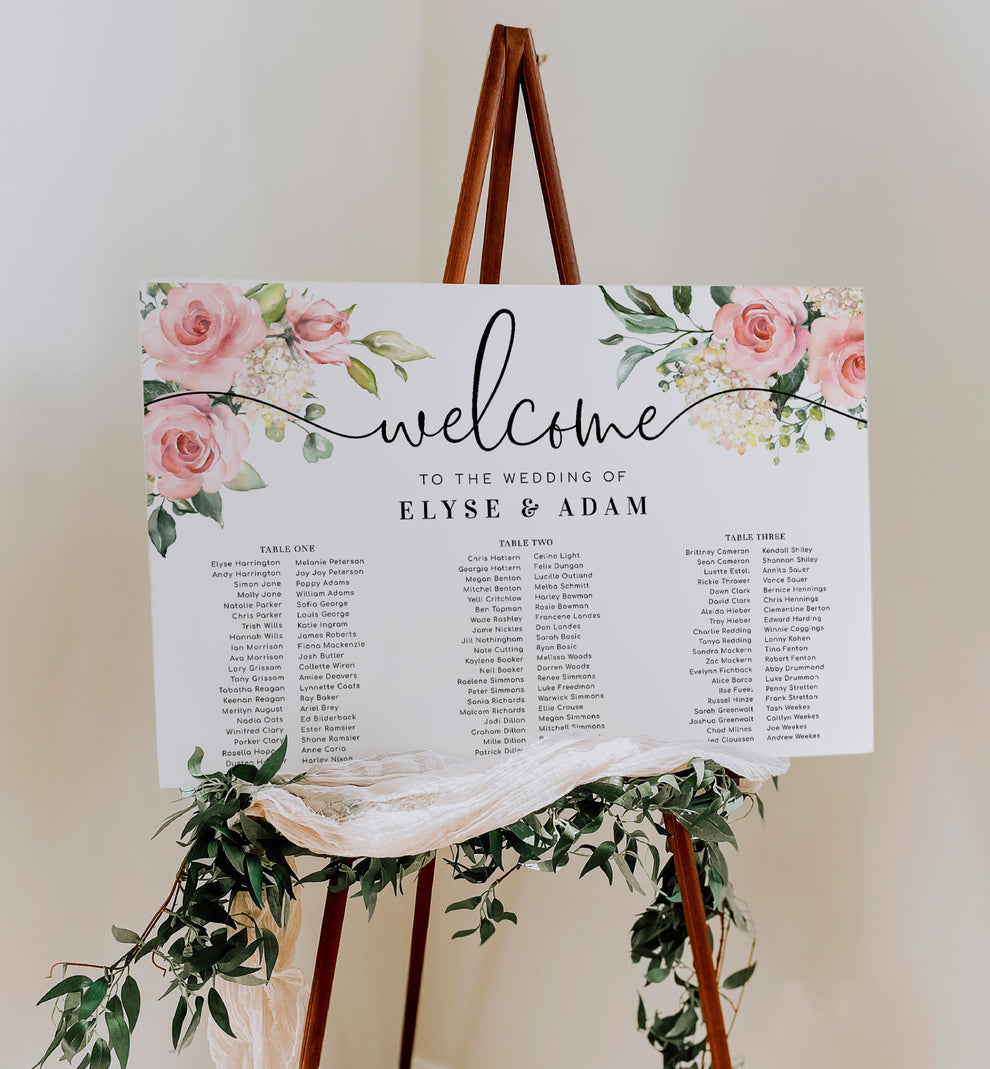 Darcy Floral Pink Printable Welcome Sign – Black Bow Studio