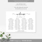 Leyton Script | Printable Seating Chart - Long Tables - Black Bow Studio