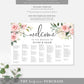 Darcy Floral Pink | Printable Seating Chart Template - Alphabetical