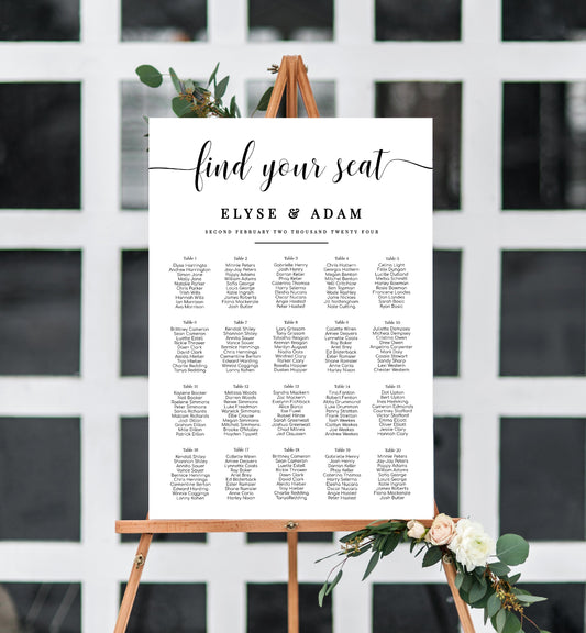 Leyton Script | Printable Seating Chart - Black Bow Studio