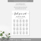 Leyton Script | Printable Seating Chart - Black Bow Studio
