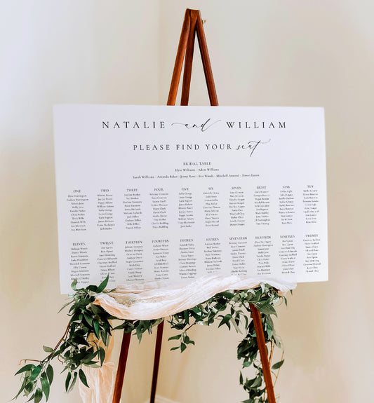 Ellesmere White | Printable Seating Chart Template