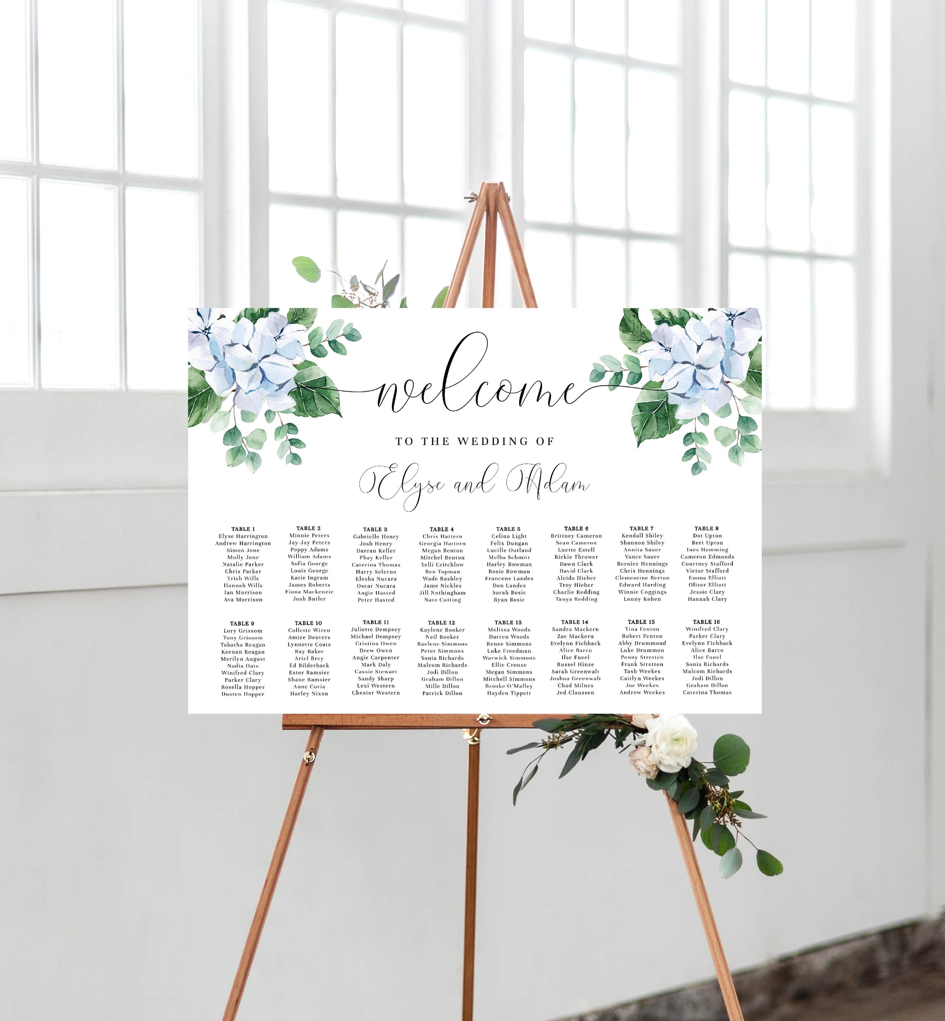 Ferras Blossom Blue | Printable Seating Chart - Black Bow Studio