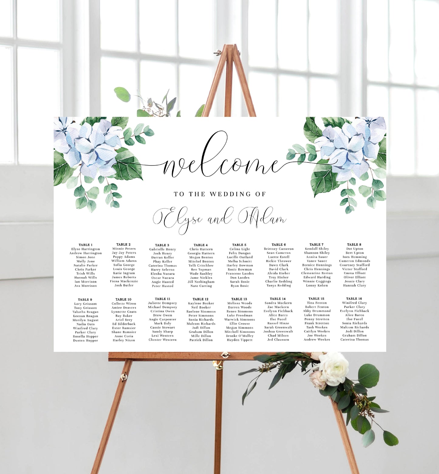 Ferras Blossom Blue | Printable Seating Chart - Black Bow Studio