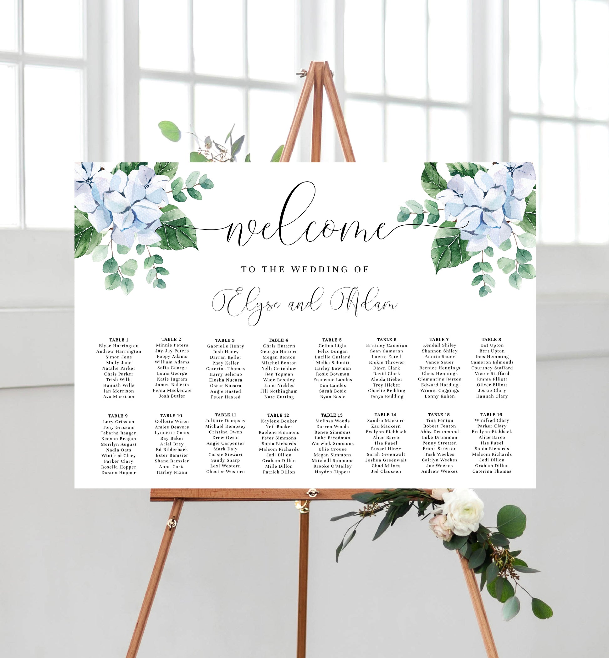 Ferras Blossom Blue | Printable Seating Chart - Black Bow Studio