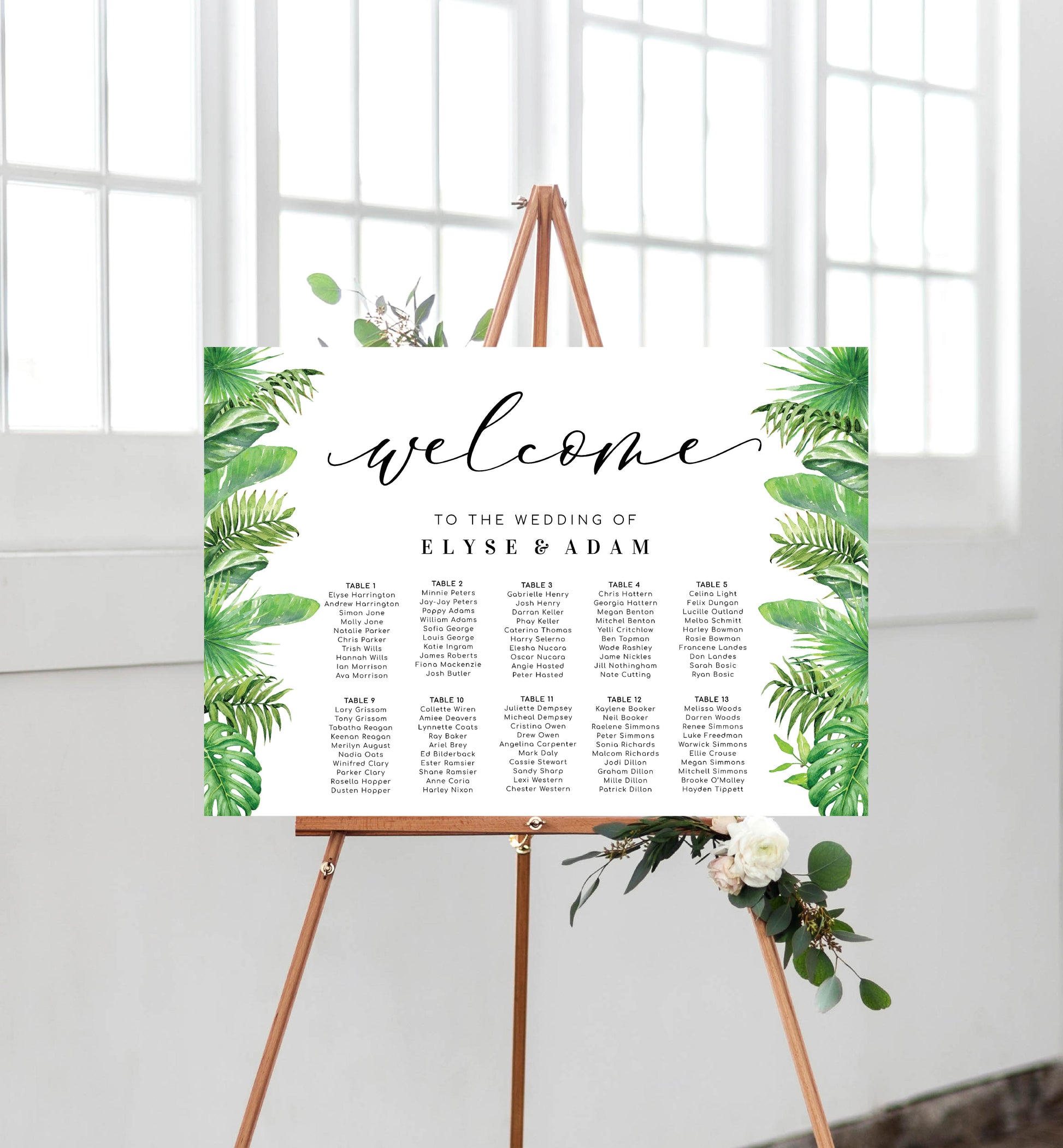 Nantucket Palm | Printable Seating Chart - Black Bow Studio